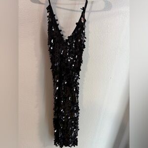 Fashion Black Sequin midi Dress